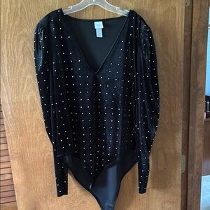 Black Studded Women's Bodysuit